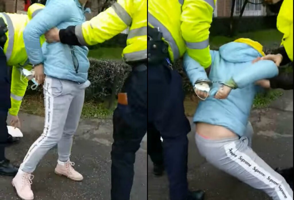 Scandal uriaș din cauza măștii! Femeie încătușată de polițiști