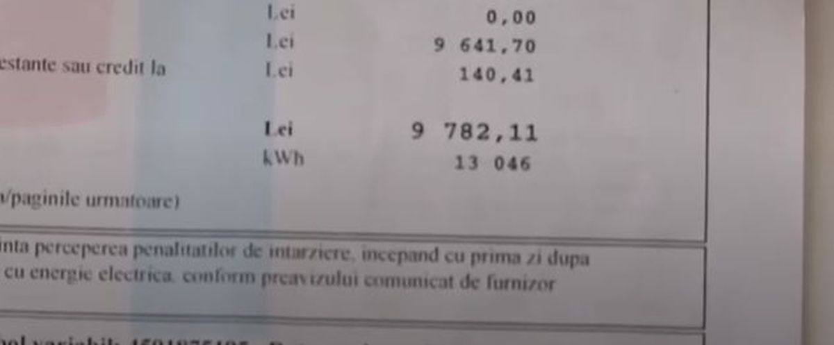 Factură de curent de peste 10.000 de lei, primită de un pensionar: "Ăsta e consum de fabrică"