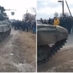 Convoi de tancuri rusești, oprit de poliție și civili | VIDEO