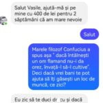 Banc: - Salut, Vasile! Ajută-mă și pe mine cu 400 de lei pentru 2 săptămâni că am nevoie mare.
