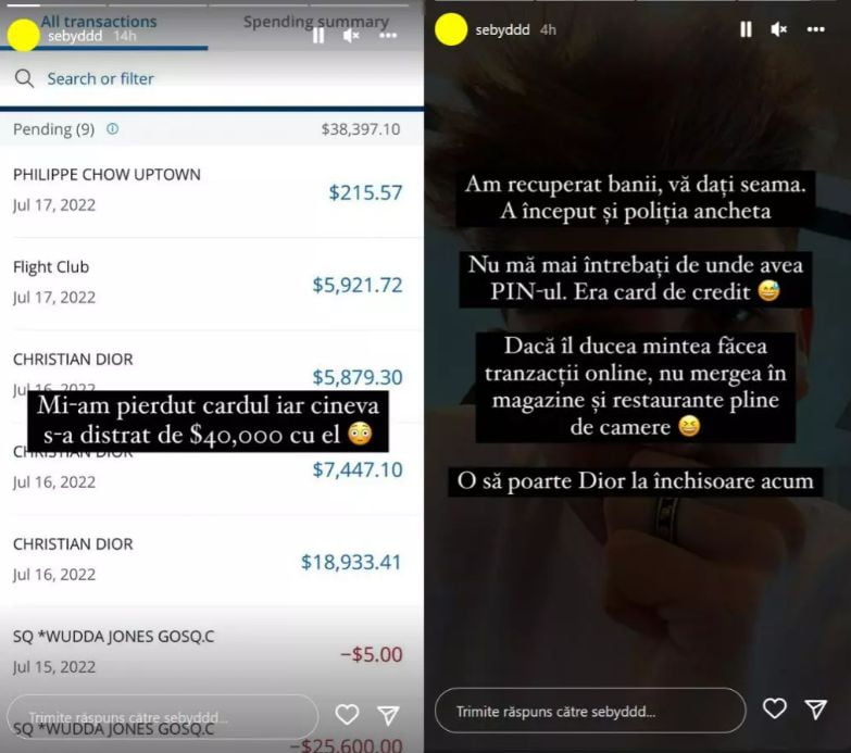 Sebastian Dobrincu și-a pierdut cardul, iar cel care l-a găsit a cheltuit 40.000 de euro