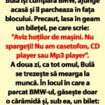 BANC | Bulă își cumpără BMW, ajunge acasă și îl parcheaza în fața blocului
