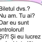 Bancul zilei: Discuție în tren, între un controlor și un călător: – Biletul dumneavoastră?