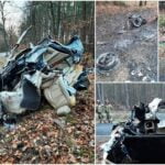 "Iisuse, nici nu poți recunoaște mașina!" Doi adolescenți au murit pe loc, după ce au rupt cu Jaguarul un copac, pe un drum din Polonia. Acul vitezometrului s-a oprit la 170 km/h