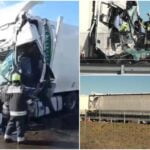 Accident de groază cu două TIR-uri românești, pe autostrada M4 din Ungaria. "Volanul i-a tăiat gâtul!"