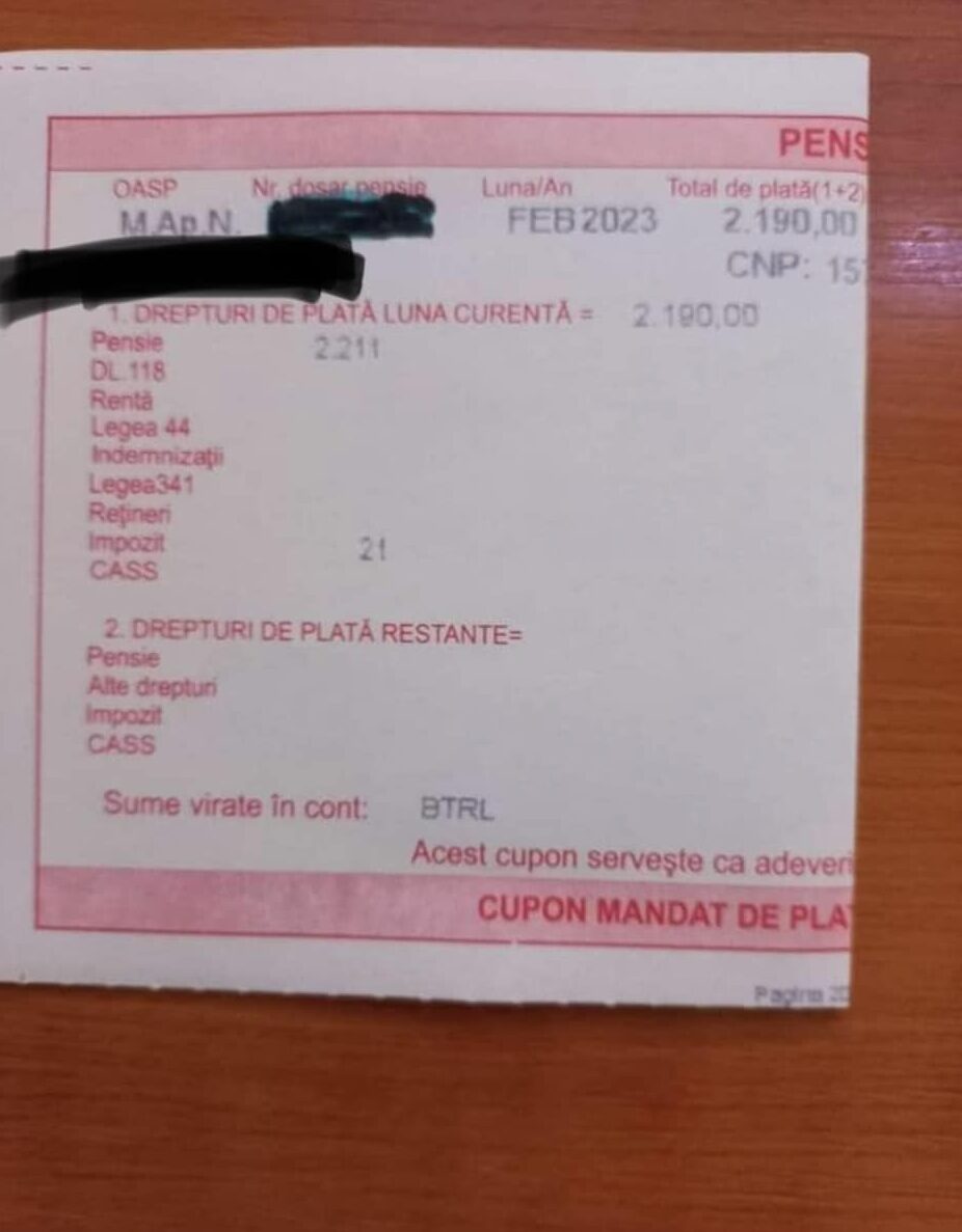 Ce pensie primește un fost cadru MApN. Talonul de pensie, făcut public. "Bătaie de joc" 