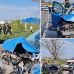 "Ferească Dumnezeu!" Dezastru pe un drum din Botoșani, după ce o șoferiță a intrat cu mașina pe contrasens. Bucăți din caroserii au zburat pe șosea