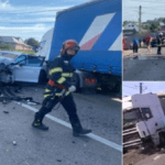 Accident cu 3 maşini pe "Drumul morţii" în Suceava. O familie, la spital după ce un TIR s-a izbit în ei iar mai apoi au ricoşat într-un camion