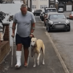 Bărbatul din imagine a mers la veterinar deoarece câinele lui șchiopăta. Ce a aflat l-a lăsat fără cuvinte