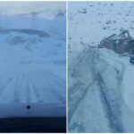 Viscol ca în toiul iernii la munte. Transfăgărăşanul, acoperit de un strat de zăpadă de 10 cm. Când se va închide circulaţia