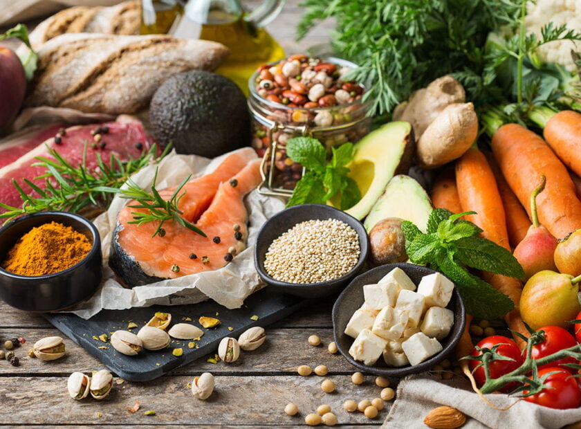 Healthy food for balanced flexitarian mediterranean diet concept