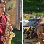(Video) Tânărul care cântă în stradă pentru a strânge bani să își opereze câinele. „Doamne ajută să vindece câinele”