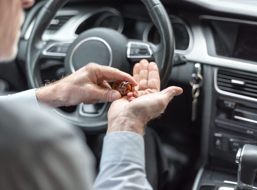 Man taking drugs before driving