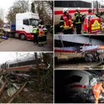 TIR condus de un român, spulberat de un tren de mare viteză, în Germania: un mort și 25 de răniți. "Bucăți de sticlă zburau prin vagon"