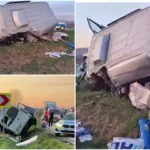 Dezastru cu 3 morți pe DN 1C, în Cluj. Au rămas blocați într-un microbuz, după impactul cu un camion