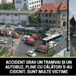 Accident înfiorător. Un autobuz și un tramvai, pline cu călători s-au ciocnit violent