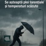 România se pregătește să fie afectată de ciclonul Benjamin, un front atmosferic rece care aduce ploi torențiale și o scădere accentuată a temperaturilor