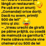 Bancul zilei. Un client a vrut să păcălească un restaurant, dar finalul l-a lăsat fără replică