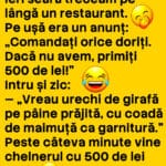 Bancul zilei. Un client a vrut să păcălească un restaurant, dar finalul l-a lăsat fără replică